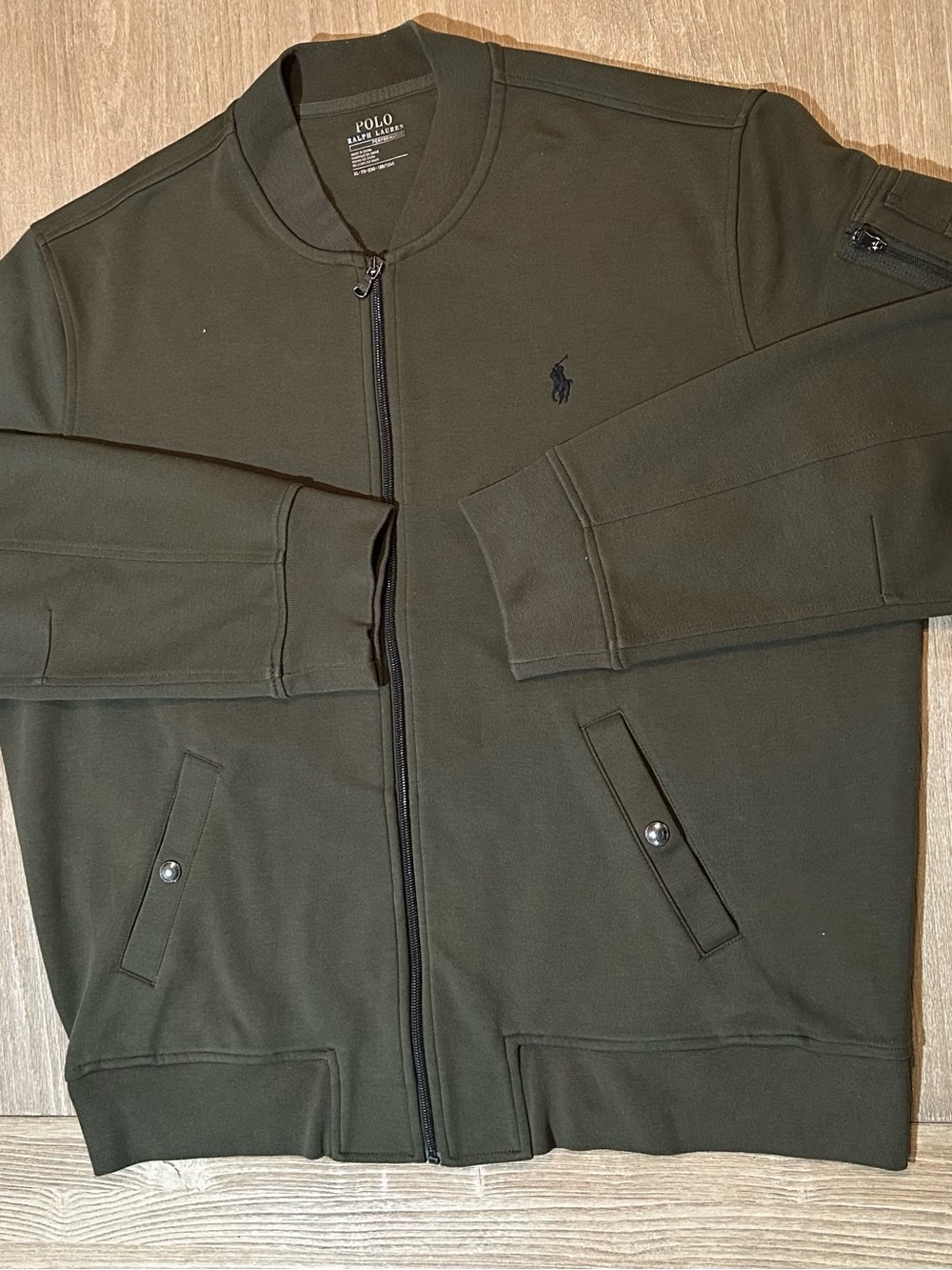 Polo Ralph Lauren Performance Bomber Jacket Men XL Olive Green Full Zip